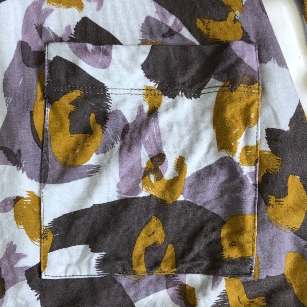 LOGO Lori Goldstein Women's Abstract Button Down  Purple/Tan/Brown Tunic Size XS - Picture 10 of 13